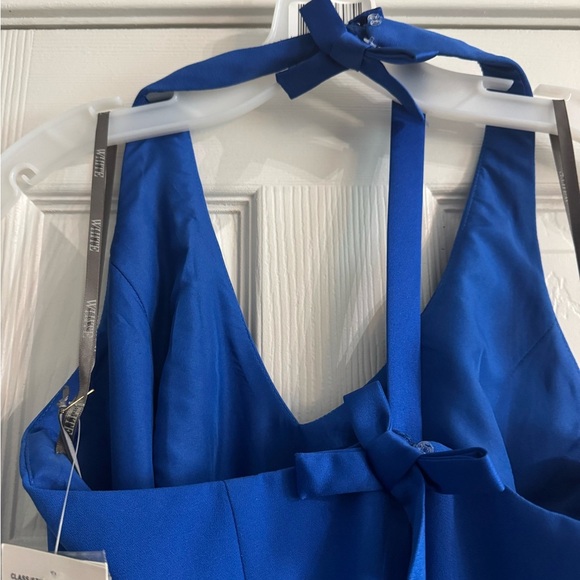 White By Vera Wang V Neck Halter Sash Bridesmaid Dress - Picture 3 of 6